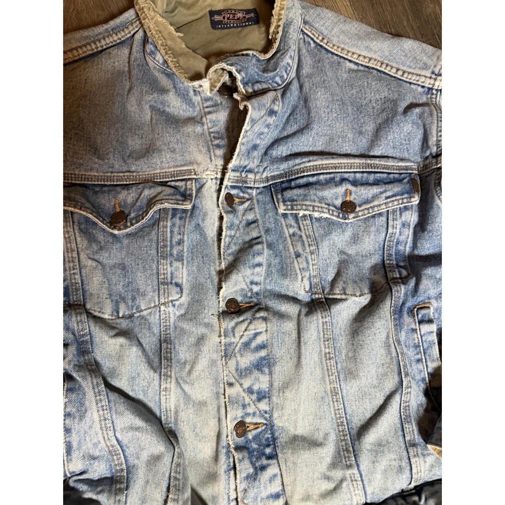 VINTAGE Pepe Jacket Mens XLarge Blue Denim Jean Trucker 90s Y2K Hip Hop Coat - Picture 6 of 8